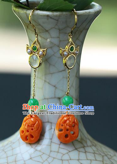 Chinese Handmade Ear Accessories Traditional Cheongsam Agate Earrings