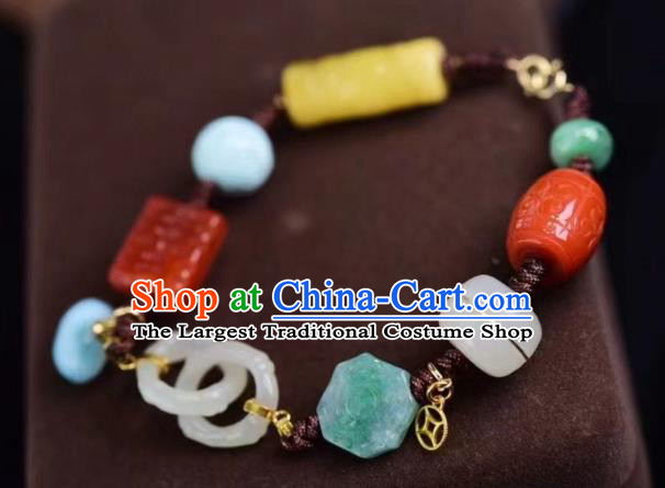 Chinese Traditional Agate Carving Wristlet Accessories National Cheongsam Wedding Bracelet