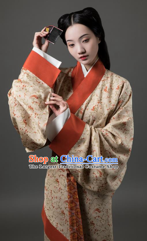 China Ancient Young Beauty Hanfu Dress Traditional Han Dynasty Court Lady Historical Costumes Complete Set