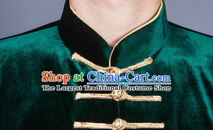 China Traditional Kung Fu Green Velvet Uniforms Tai Ji Training Clothing Tai Chi Costumes