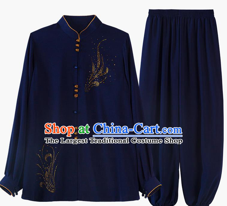 China Kung Fu Costume Tai Chi Exercise Clothing Martial Arts Navy Uniforms