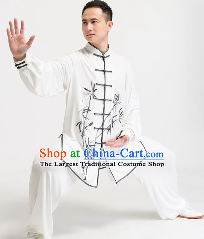 Chinese Kung Fu Uniforms Traditional Tai Chi Ink Painting Bamboo Costumes