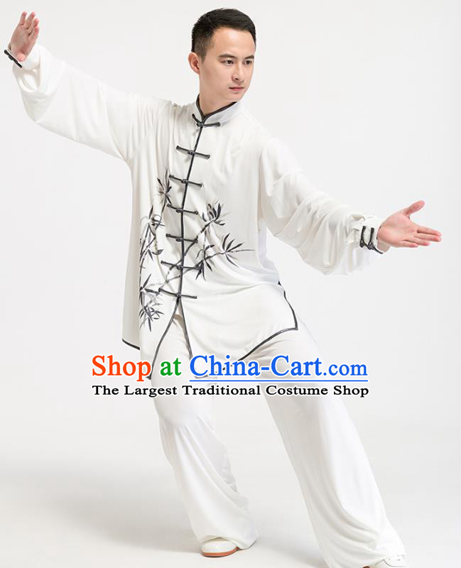 Chinese Kung Fu Uniforms Traditional Tai Chi Ink Painting Bamboo Costumes