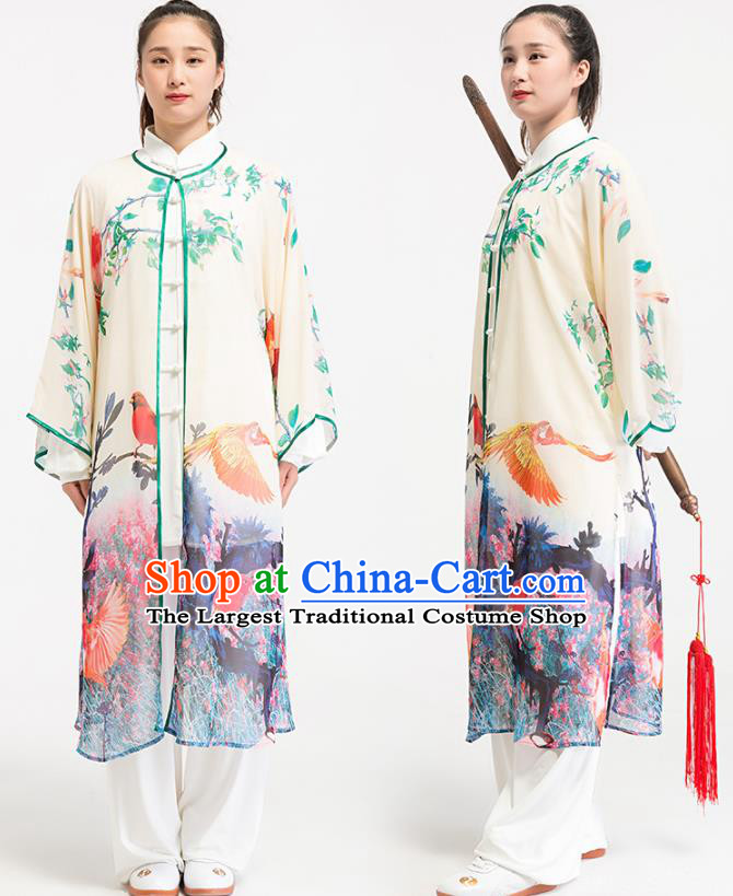 China Tai Chi Stage Show Cape Traditional Kung Fu Training Printing Cloak