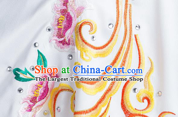 China Traditional Kung Fu Embroidered Phoenix Peony Red Uniforms Tai Chi Stage Performance Clothing