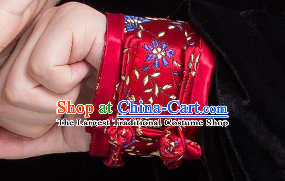 China Tai Chi Competition Clothing Traditional Embroidered Peony Butterfly Black Pleuche Uniforms