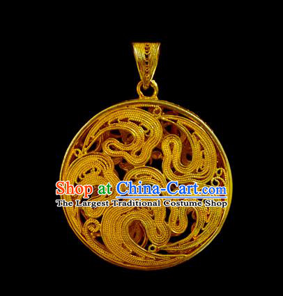 China Ancient Princess Golden Necklet Pendant Traditional Ming Dynasty Necklace Accessories