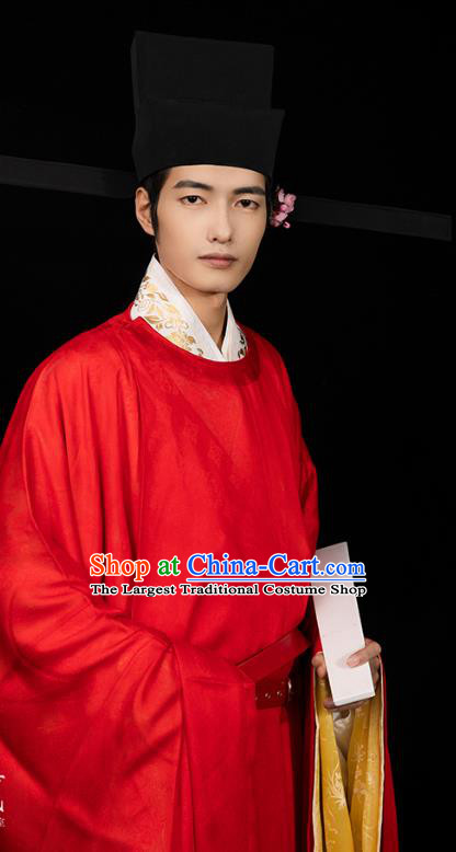 Ancient China Song Dynasty Official Red Hanfu Clothing Traditional Wedding Apparels for Men