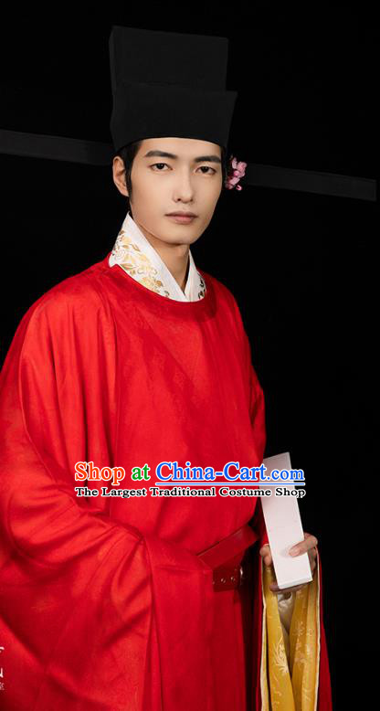 Ancient China Song Dynasty Official Red Hanfu Clothing Traditional Wedding Apparels for Men