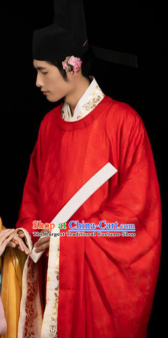 Ancient China Song Dynasty Official Red Hanfu Clothing Traditional Wedding Apparels for Men