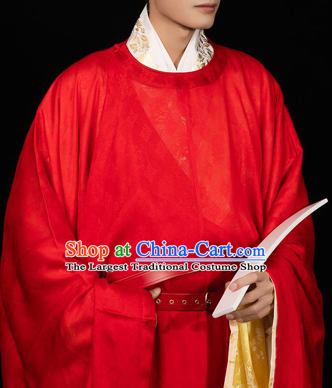 Ancient China Song Dynasty Official Red Hanfu Clothing Traditional Wedding Apparels for Men