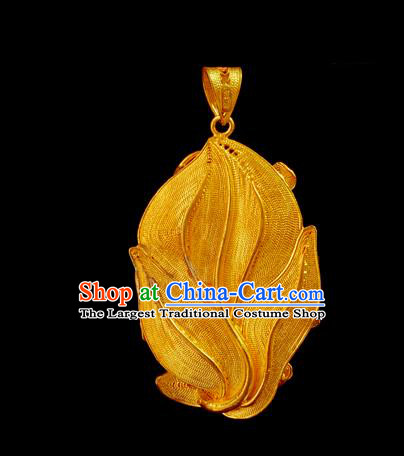 China Traditional Hanfu Necklace Accessories Ancient Princess Golden Flowers Necklet Pendant