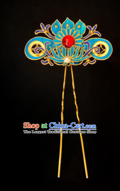 China Handmade Qing Dynasty Court Lady Hairpin Traditional Hair Accessories Lotus Hair Stick