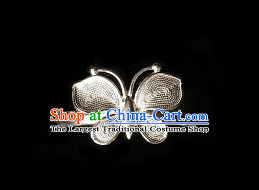 Handmade Chinese Silver Butterfly Ring Accessories Traditional Cheongsam Circlet Jewelry