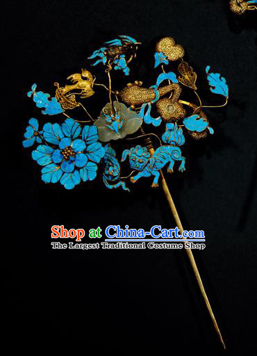 China Ancient Qing Dynasty Empress Hair Stick Traditional Handmade Hairpin Palace Lady Hair Accessories