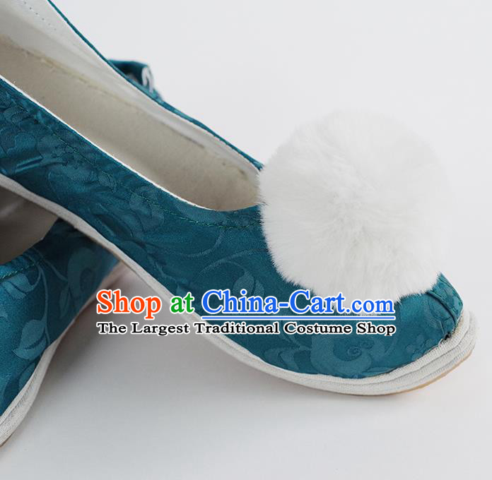 Handmade Chinese Traditional Blue Silk Shoes Hanfu Shoes Ancient Song Dynasty Princess Shoes