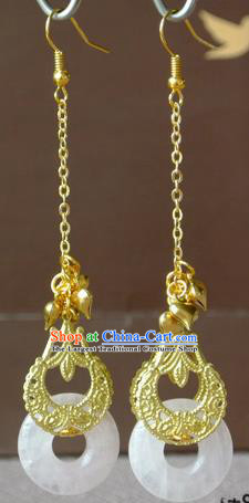 Chinese Tang Dynasty Palace Lady Ear Accessories Ancient Princess Helan Minyue Quartz Earrings