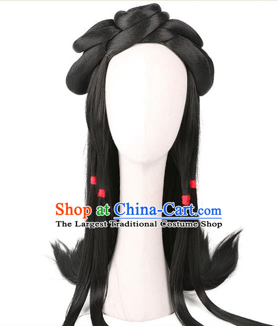 Handmade Chinese Traditional Song Dynasty Princess Wigs Ancient Young Beauty Wig Sheath Headwear