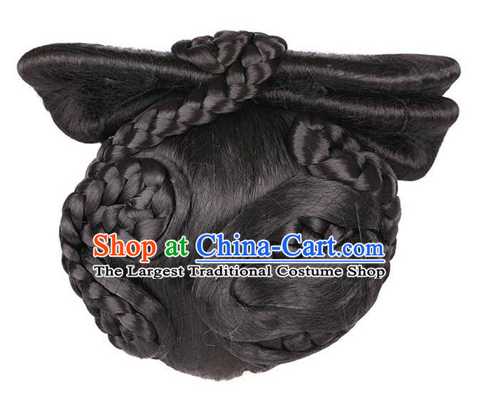 Handmade Chinese Traditional Tang Dynasty Queen Wigs Chignon Ancient Empress Wig Sheath Headwear