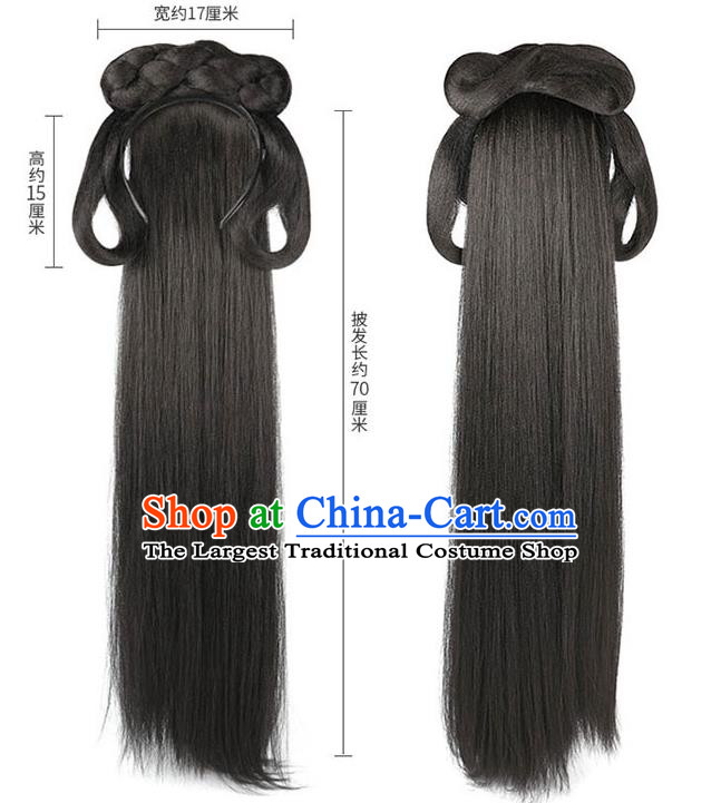 Handmade Chinese Ancient Young Beauty Wig Sheath Headwear Traditional Ming Dynasty Princess Wigs Chignon