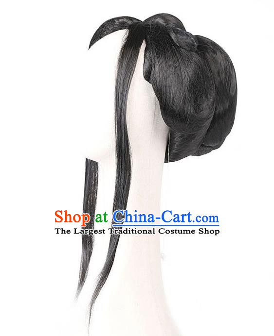 Handmade Chinese Ancient Court Beauty Wig Sheath Headwear Traditional Three Kingdoms Period Diao Chan Wigs Chignon
