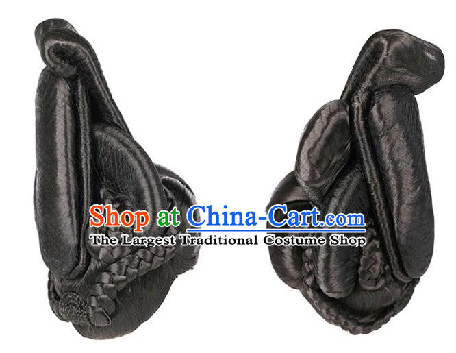 Handmade Chinese Ancient Imperial Consort Wig Sheath Traditional Warring States Period Court Beauty Wigs Chignon Headwear