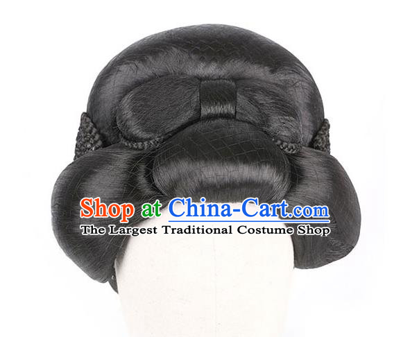 Handmade Chinese Ancient Royal Queen Wig Sheath Traditional Tang Dynasty Empress Wu Zetian Wigs Chignon Headdress