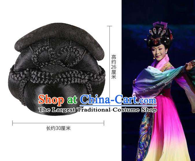Handmade Chinese Ancient Consort Yang Wig Sheath Traditional Tang Dynasty Court Beauty Wigs Chignon Headpiece
