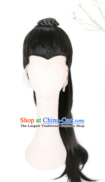 China Ancient Swordsman Wigs Traditional Tang Dynasty Noble Childe Wig Sheath for Men