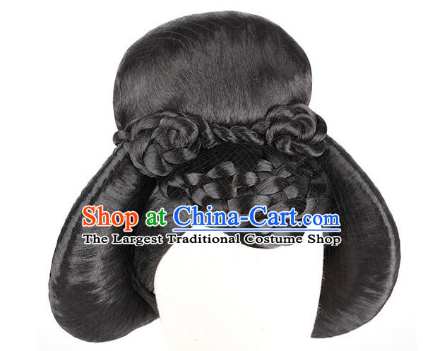 Handmade Chinese Ancient Court Maid Wig Sheath Traditional Tang Dynasty Beauty Wigs Chignon Headpiece