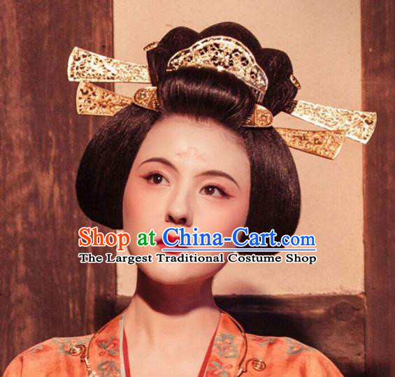 Handmade Chinese Ancient Court Maid Wig Sheath Traditional Tang Dynasty Beauty Wigs Chignon Headpiece