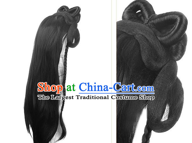 Handmade Chinese Ancient Young Lady Wig Sheath Traditional Song Dynasty Female Wigs Chignon
