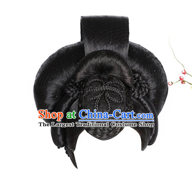Chinese Ancient Court Queen Wig Sheath Traditional Tang Dynasty Empress Wu Zetian Wigs Chignon
