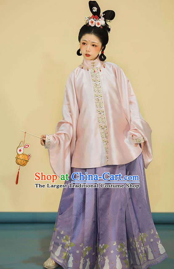 China Traditional Ming Dynasty Hanfu Dress Clothing Ancient Young Beauty Historical Costume
