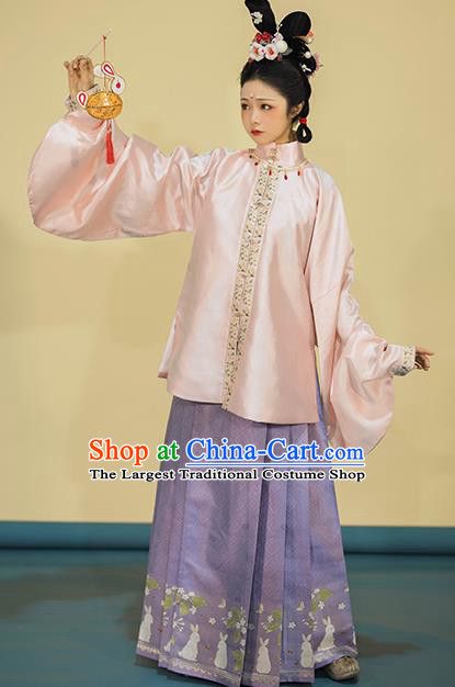 China Traditional Ming Dynasty Hanfu Dress Clothing Ancient Young Beauty Historical Costume