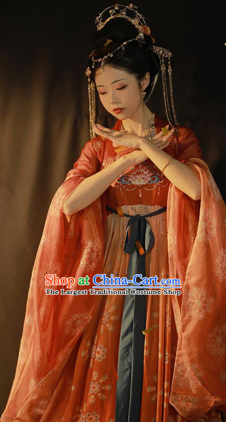 China Traditional Tang Dynasty Palace Beauty Historical Clothing Ancient Imperial Concubine Dance Costumes Complete Set