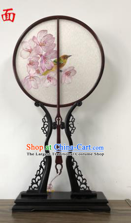 Handmade China Classical Dance Silk Fan Traditional Princess Embroidered Mangnolia Bird Circular Fan Wedding Palace Fan
