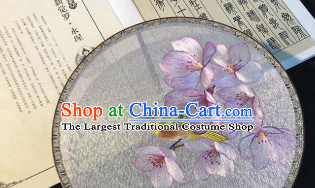 Handmade China Classical Dance Silk Fan Traditional Princess Embroidered Mangnolia Bird Circular Fan Wedding Palace Fan