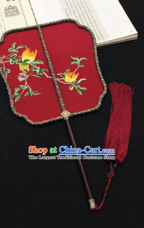 Handmade China Embroidered Silk Fan Wedding Fan Traditional Hanfu Fans Classical Red Palace Fan