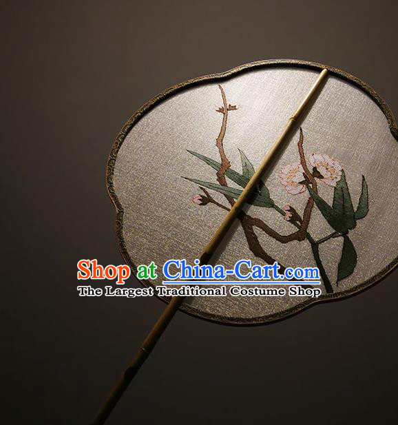China Handmade Silk Fans Classical Peach Blossom Pattern Palace Fan Traditional Song Dynasty Hanfu Fan