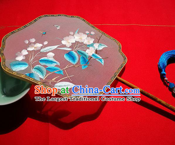 China Traditional Double Sides Fan Handmade Embroidered Butterfly Flowers Silk Fans Classical Palace Fan