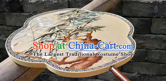 China Traditional Embroidered Plum Bamboo Fan Handmade Silk Fans Classical Palace Fan