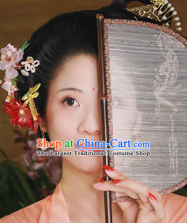 China Handmade Silk Classical Palace Fan Traditional Jin Dynasty Court Hanfu Fan