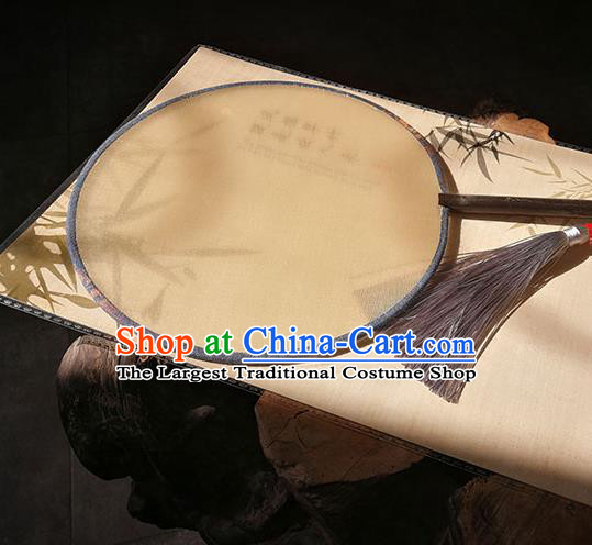 Handmade China Beige Silk Fan Princess Circular Fan Classical Palace Fan Traditional Hanfu Fans