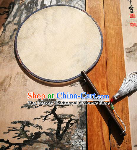 Handmade China Beige Silk Fan Princess Circular Fan Classical Palace Fan Traditional Hanfu Fans