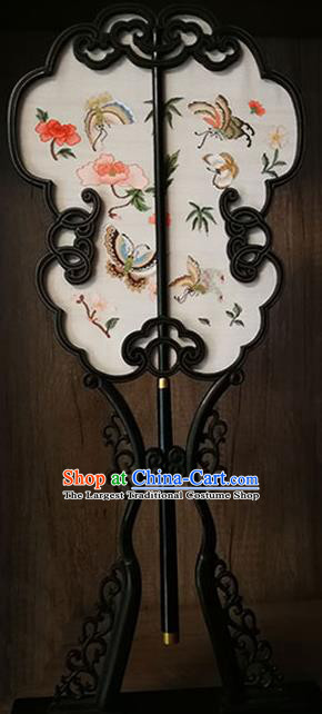 Handmade China Traditional Ming Dynasty Hanfu Fans Silk Fan Embroidered Butterfly Fan Classical Palace Fan