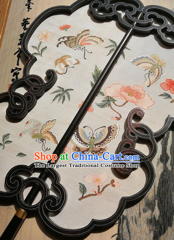 Handmade China Traditional Ming Dynasty Hanfu Fans Silk Fan Embroidered Butterfly Fan Classical Palace Fan