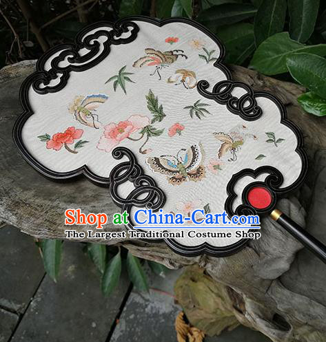 Handmade China Traditional Ming Dynasty Hanfu Fans Silk Fan Embroidered Butterfly Fan Classical Palace Fan