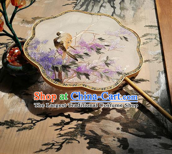 Handmade China Traditional Wedding Silk Fan Embroidered Fan Classical Palace Fan