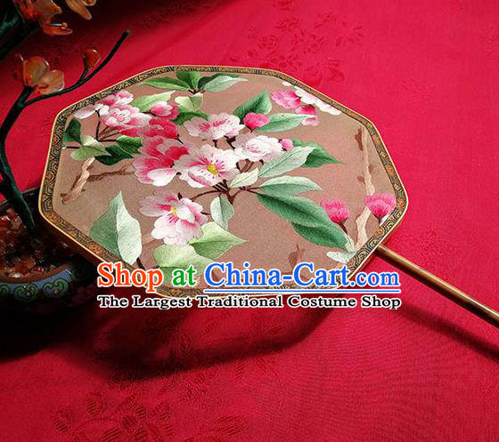 Handmade China Embroidered Begonia Fan Traditional Hanfu Silk Fan Classical Palace Fan